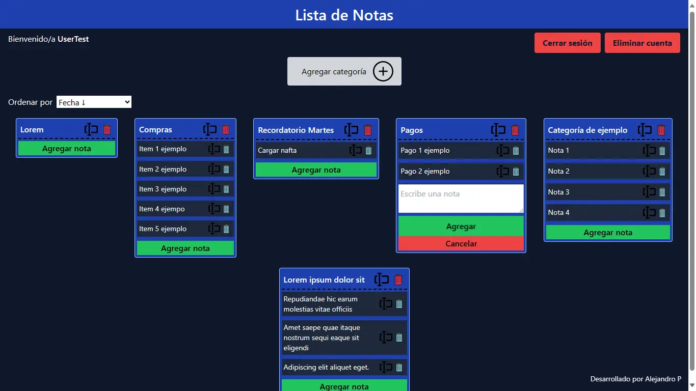 Proyecto: Lista de Notas